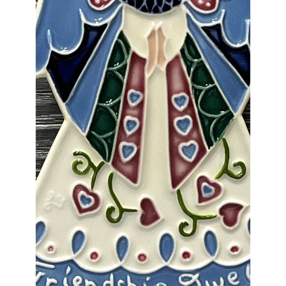 Ceramic Tile Angel Wall Hanger Vintage 1988 J Duban Designs Country Friendship - Picture 5 of 8